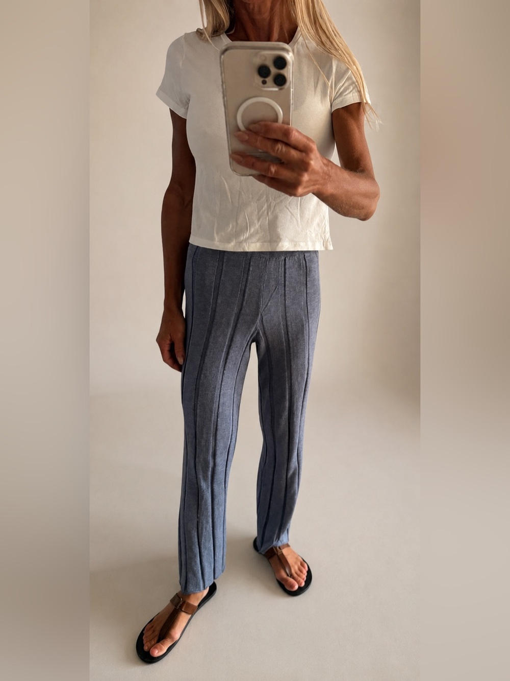 Free People Paloma 2-Piece Ribbed Knit Set Blue Suede color NWT XS - Picture 3 of 11